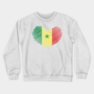 Senegal Heart Design Flag Crewneck Sweatshirt